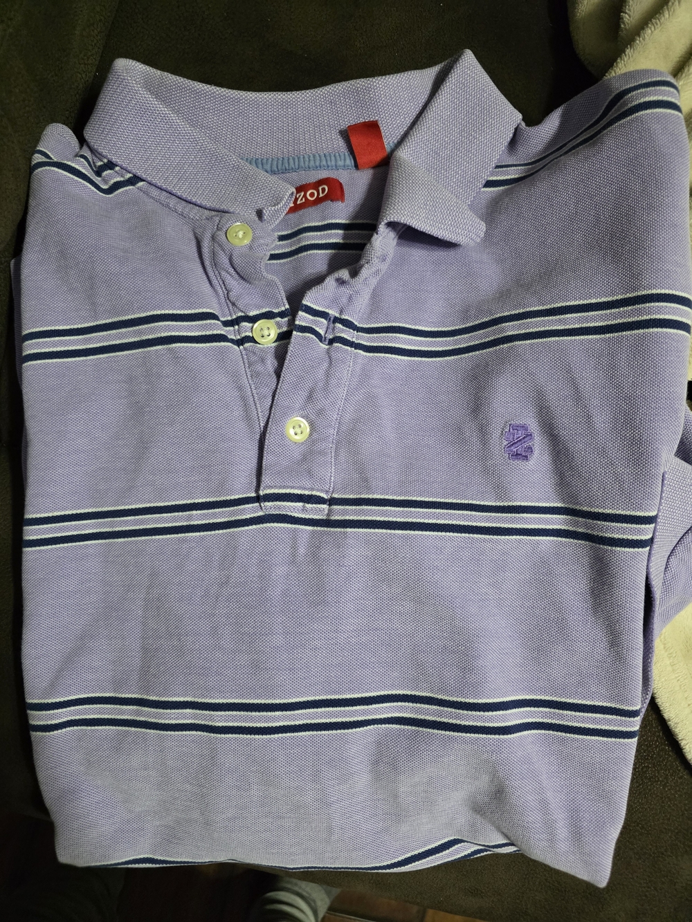 Izod Lavender Polo with Navy & White Stripes